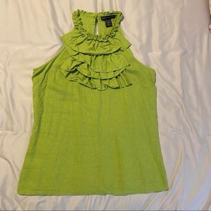 Elena Solano Green Halter Too with Ruffle Detail. Size Med.